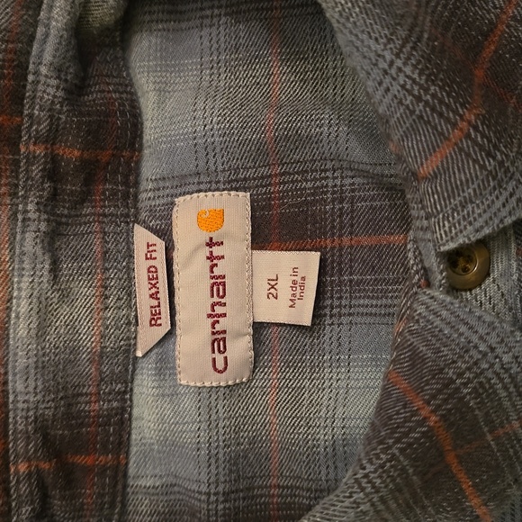 Carhartt Steel Blue Plaid Rugged Flex Hamilton Pearl Snap Flannel Shirt Size 2XL - Picture 5 of 11